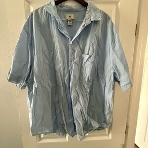 H&M Men's Sky Blue Short Sleeve Shirt Jacket